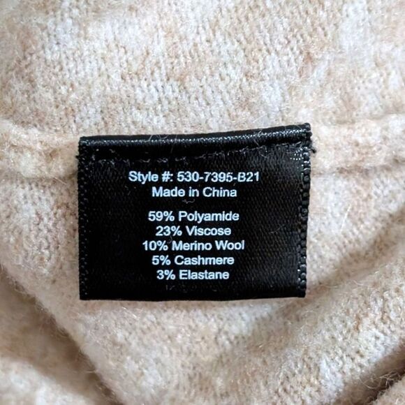 Jenni Kayne Oversized Crewneck Tunic Sweater XS Style#530-7395-B21 -Tan/Cream - Picture 4 of 5